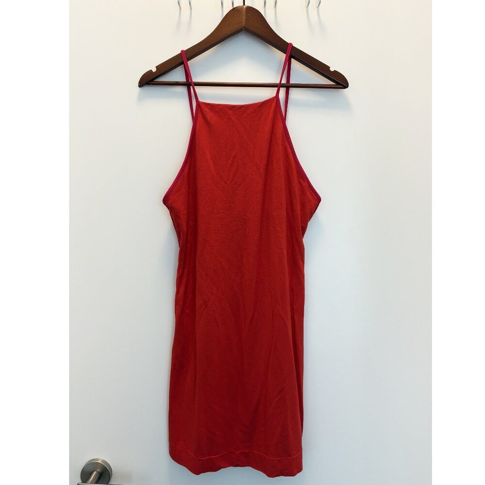 Brazilian red dress with magenta Straps
